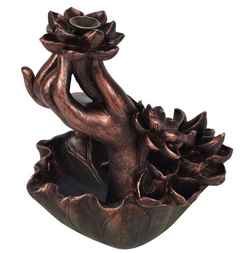 Bronze effect hand back-flow Incense burner