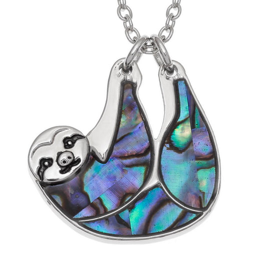 Natural Paua Shell Sloth Necklace