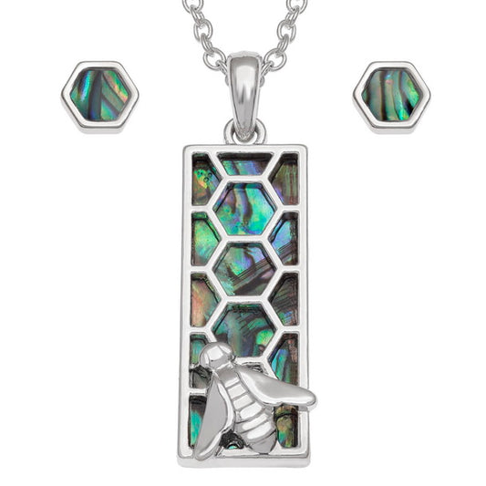 Natural Paua Shell Honeycomb Bee set