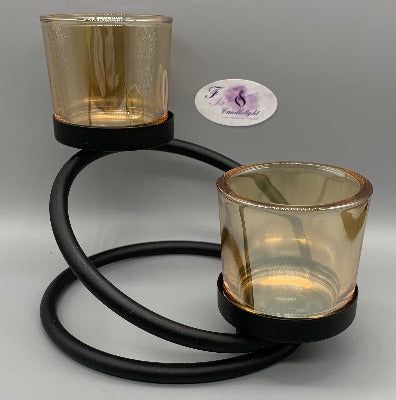 Iron Double votive candle holder