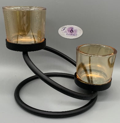 Iron Double votive candle holder