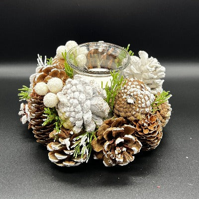 White Christmas Wreath t-light holder