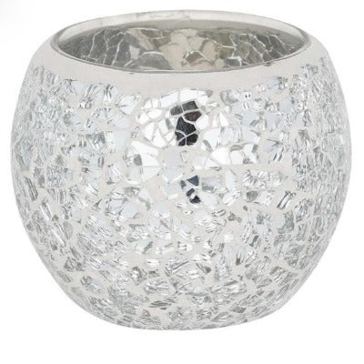 Small Silver crackle candle holder
