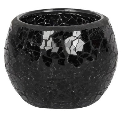 Small Black crackle candle holder