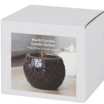 Small Black crackle candle holder