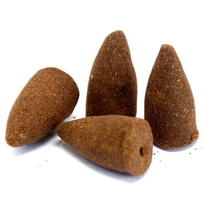 Fragranced Backflow incense cones.