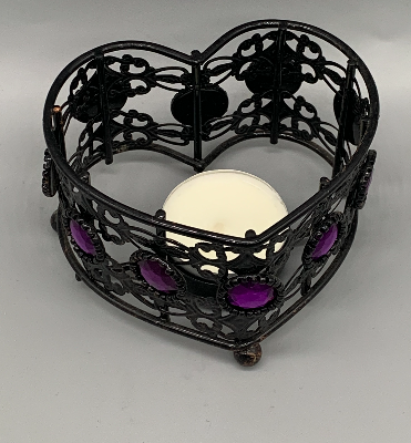 Purple and black heart  T-light Candle holder