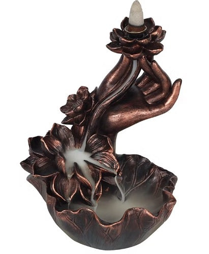 Bronze effect hand back-flow Incense burner