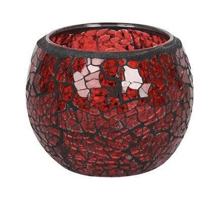 Small Red crackle candle holder