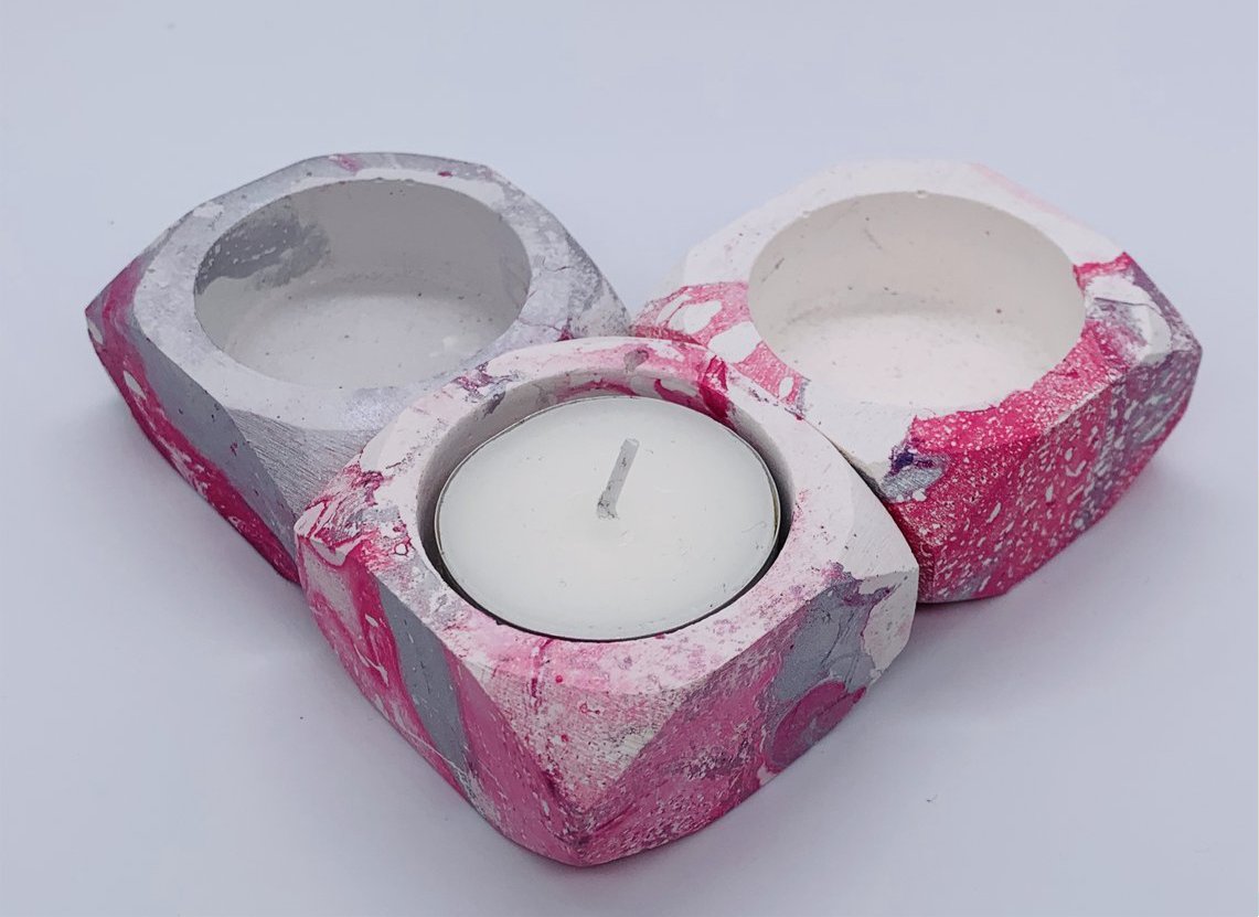 Tie dye effect T-light candle Holder