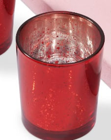 Red Glass votive candle holder
