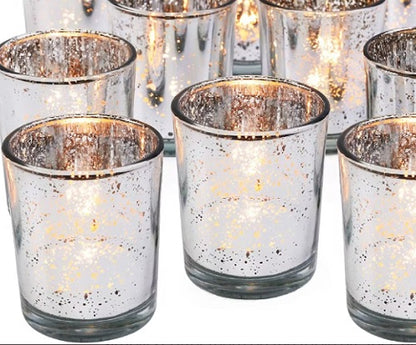 Silver Glass votive candle holder